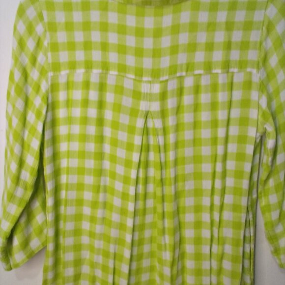 Soft Surroundings Shirt Women S Half Sleeve V-Neck Plaid Gingham Green - Picture 13 of 16